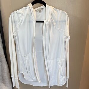 Athleta White Full-Zip Hooded Jacket